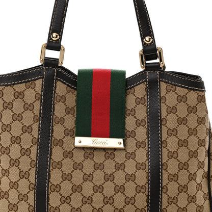 Gucci Monogram New Ladies Web Tote Dark Brown 7 of 9