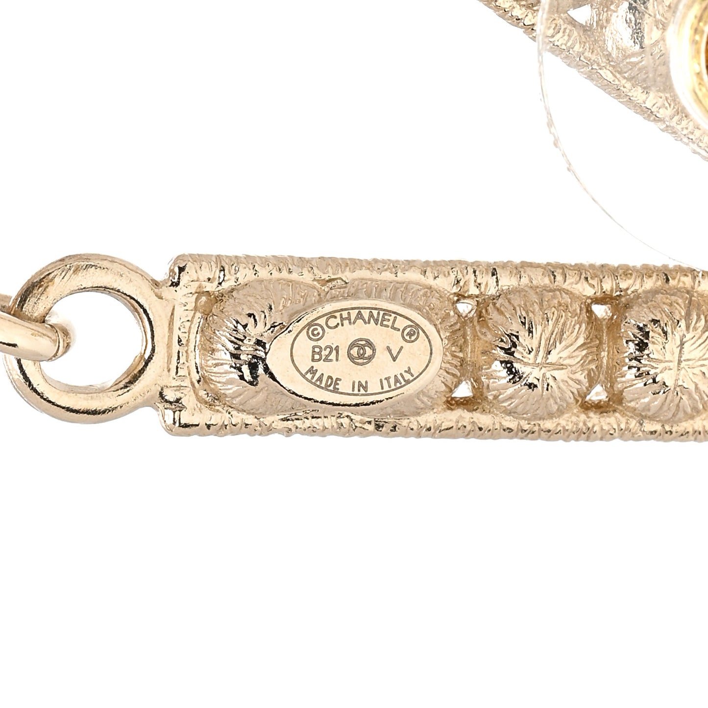 Crystal Cha-Nel Logo Drop Earrings Gold