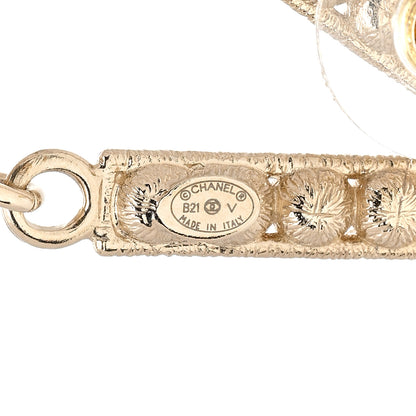 Chanel Crystal Cha-Nel Logo Drop Earrings Gold 4 of 6