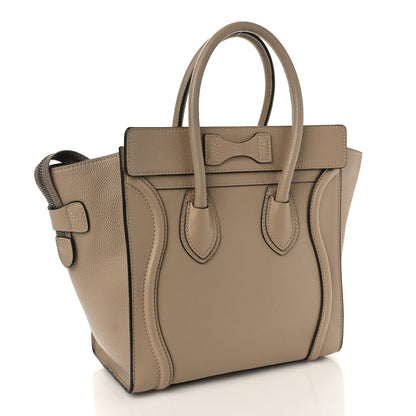 Celine Drummed Calfskin Micro Luggage Dune 2 of 8