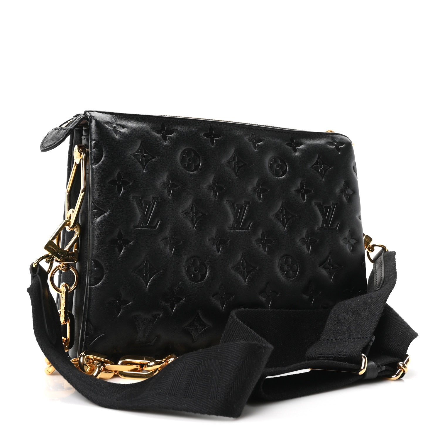 Louis Vuitton Lambskin Embossed Monogram Coussin PM Black 3 of 10