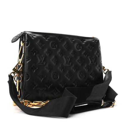 Louis Vuitton Lambskin Embossed Monogram Coussin PM Black 3 of 10