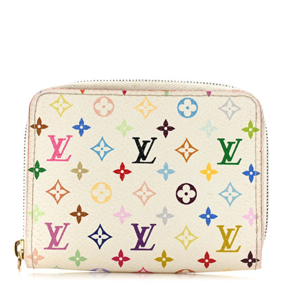 Louis Vuitton Monogram Multicolor Zippy Coin Purse Wallet White Litchi 1 of 12