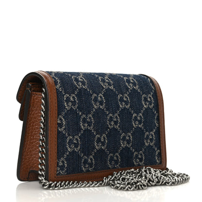 Gucci New Denim GG Monogram Dollar Calfskin Enamel Super Mini Dionysus Shoulder Bag Blue Tea Cuir Epilog Electric Blue 3 of 8