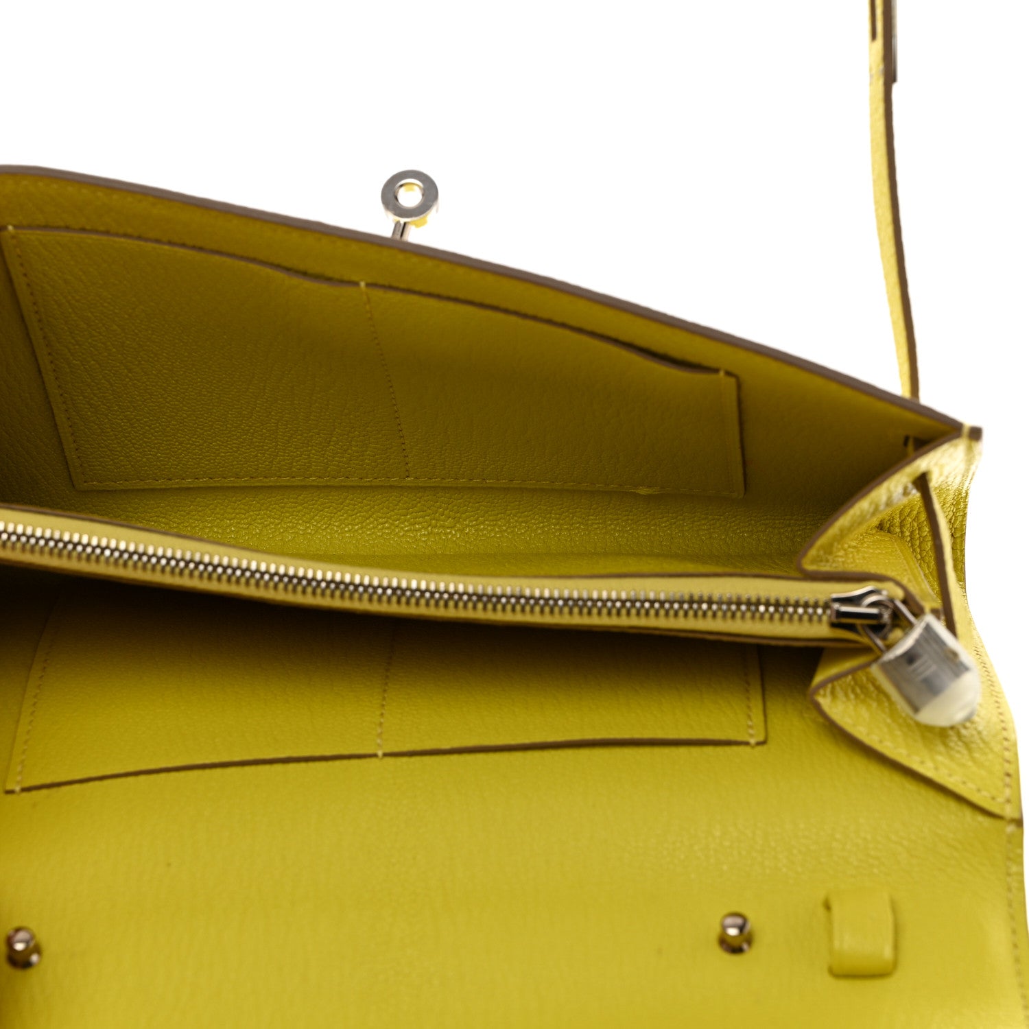 Hermes Chevre Mysore Kelly Wallet To Go Lime 5 of 12