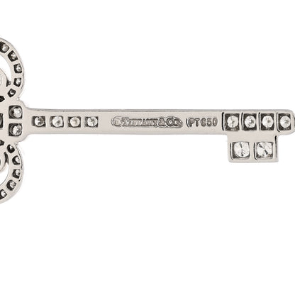 Tiffany Platinum Diamond .41ct Fleur De Lis Key Pendant 3 of 4