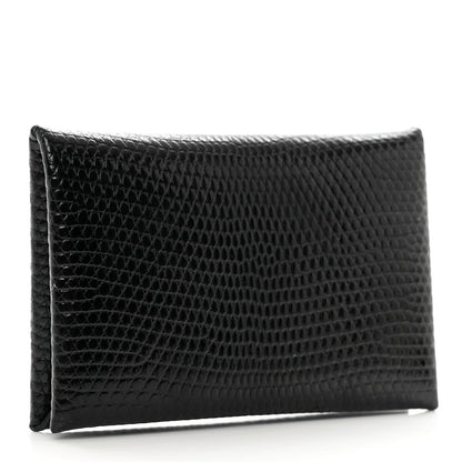 Hermes Lizard Calvi Card Case Black 3 of 7