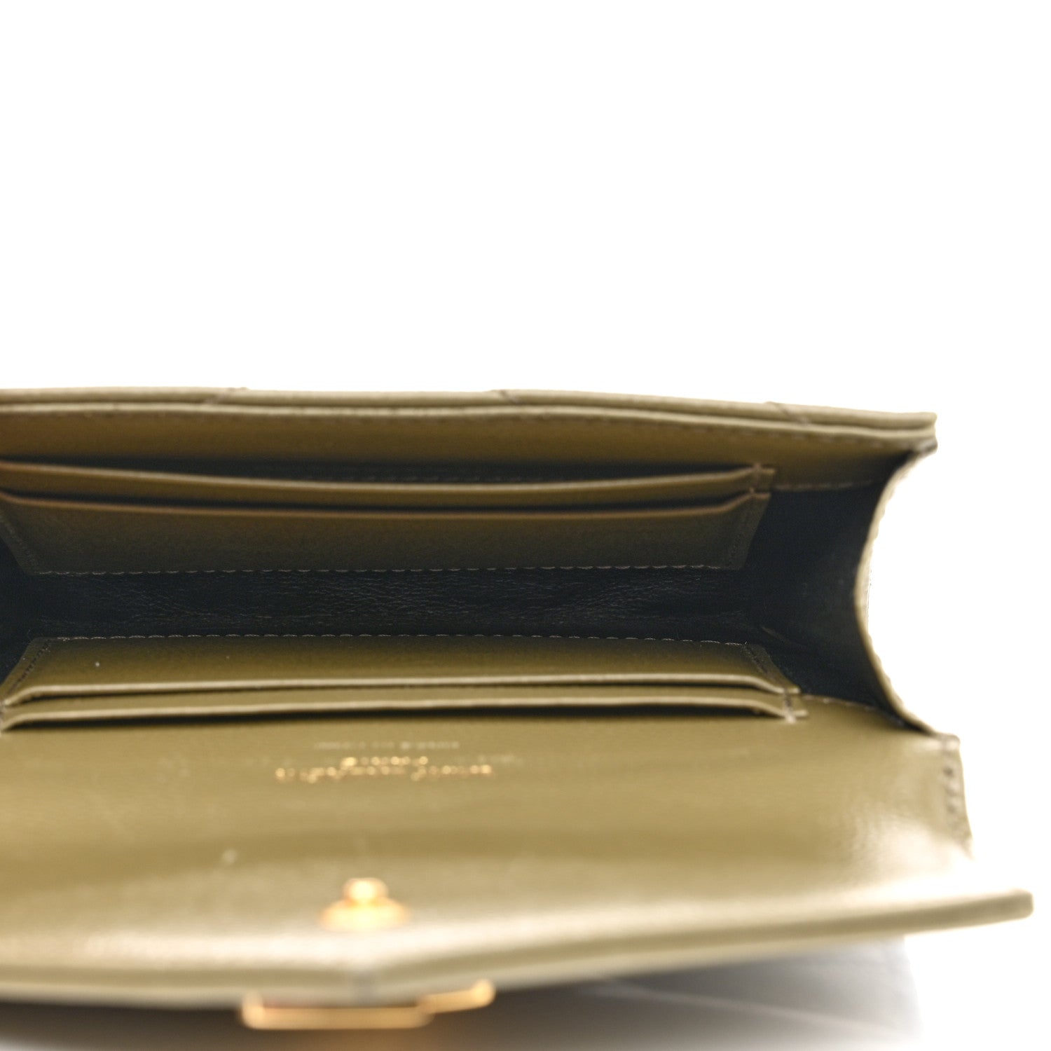 Saint Laurent Grain De Poudre Matelasse Chevron Small Monogram Envelope Wallet Vert Kaki 5 of 8
