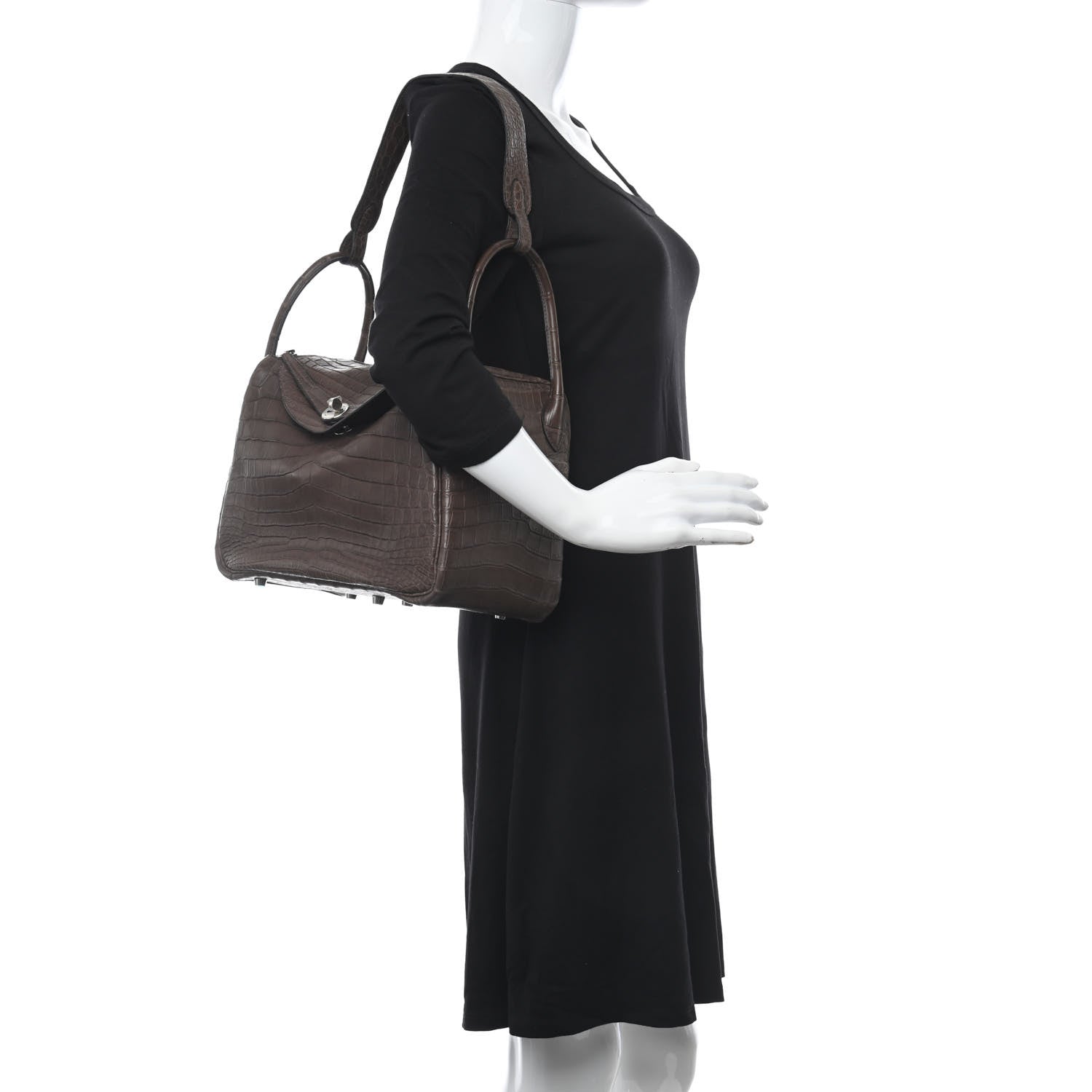 Hermes Matte Niloticus Crocodile Lindy 30 Chocolate 2 of 10