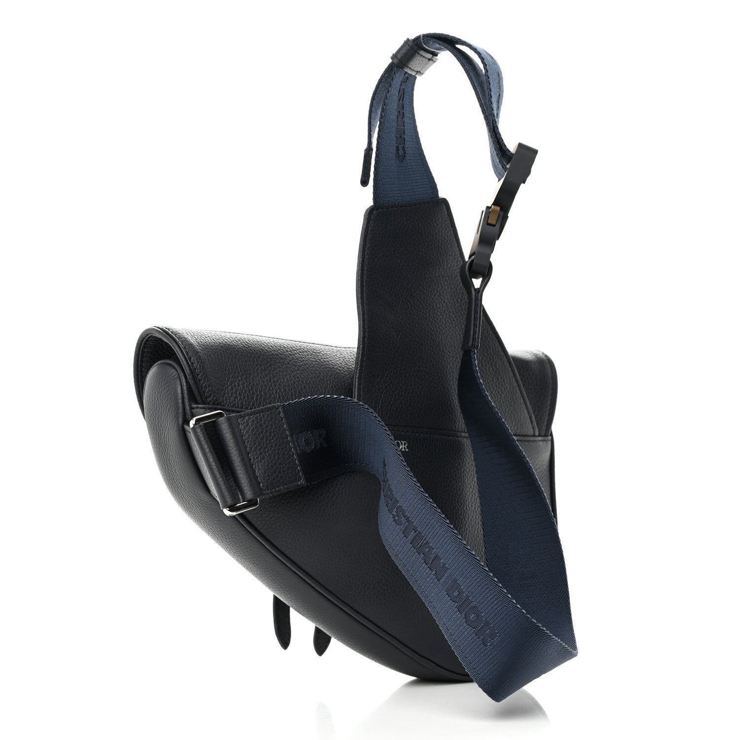 Christian Dior Grained Calfskin Mens Saddle Bag Navy Blue 2 of 11