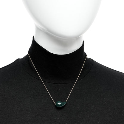 Bottega Veneta 18K Yellow Gold Sterling Silver Enamel Drop Pendant Necklace Green 2 of 6