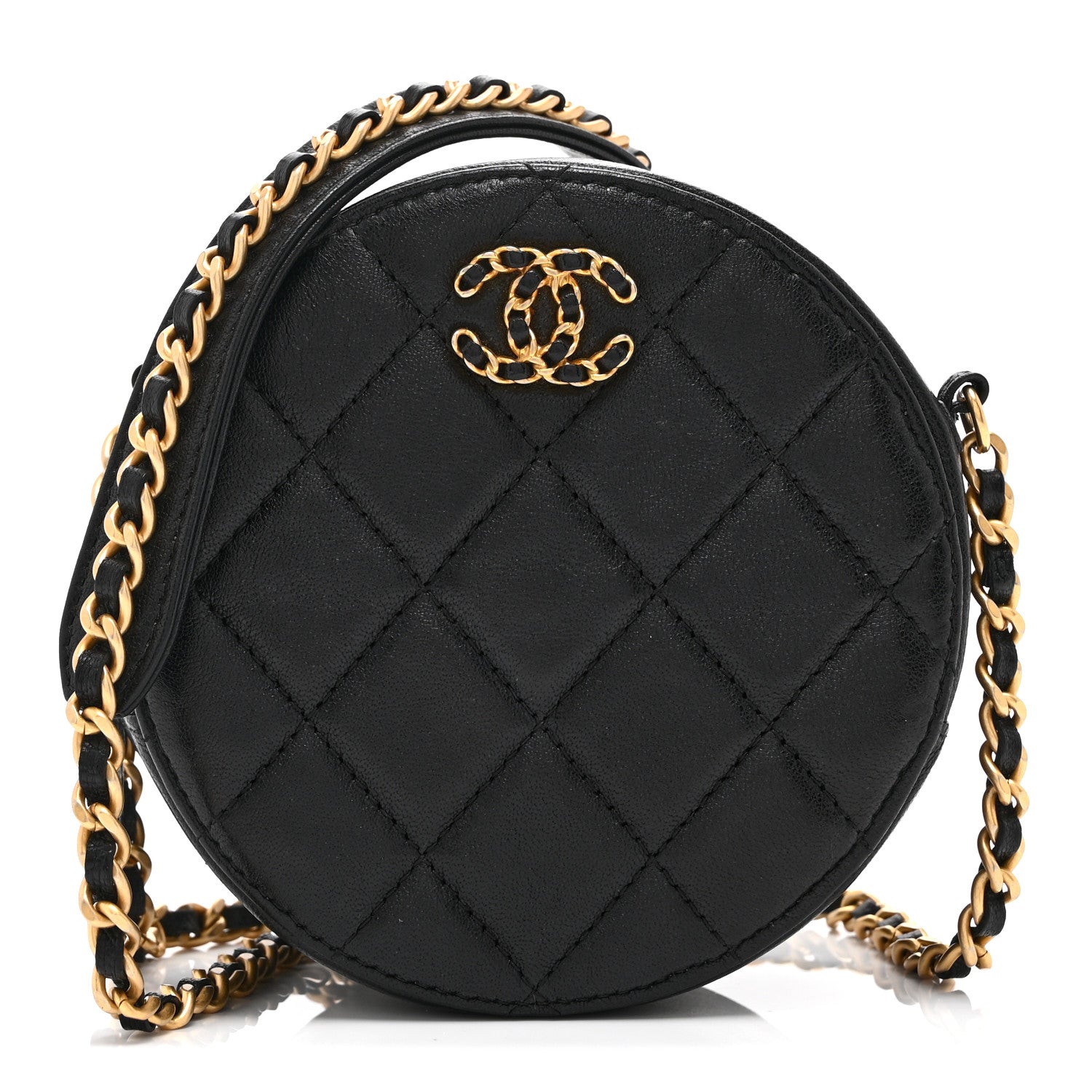 3月末までのセール CHANEL 黒 キルティング クラッチバッグ Chanel Goatskin Quilted Chanel 19 Round Clutch With Chain Black