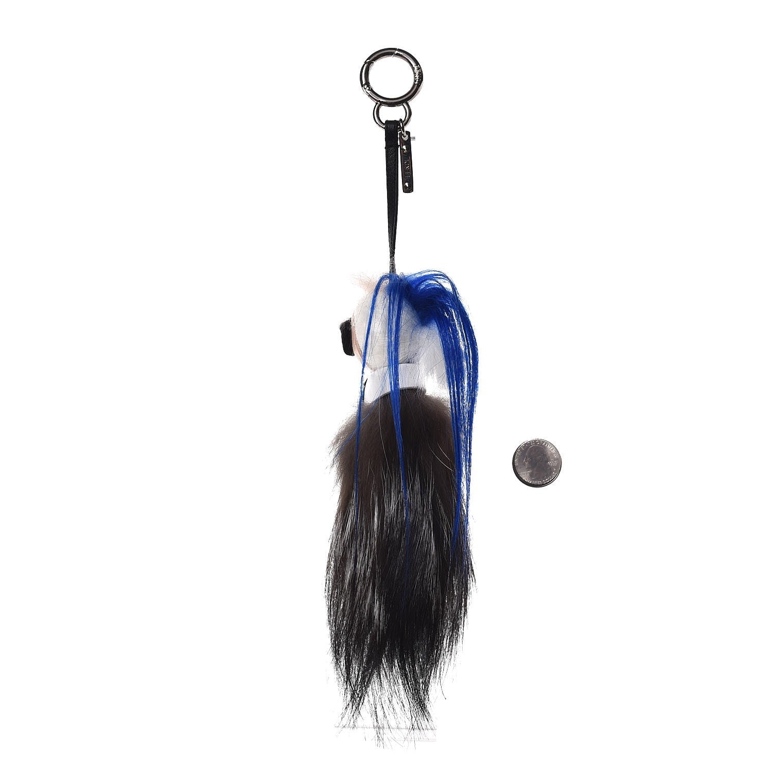 Fendi Mink Fox Goat Fur Mini Karlito Bag Charm Blue 2 of 5
