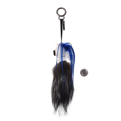Fendi Mink Fox Goat Fur Mini Karlito Bag Charm Blue 2 of 5