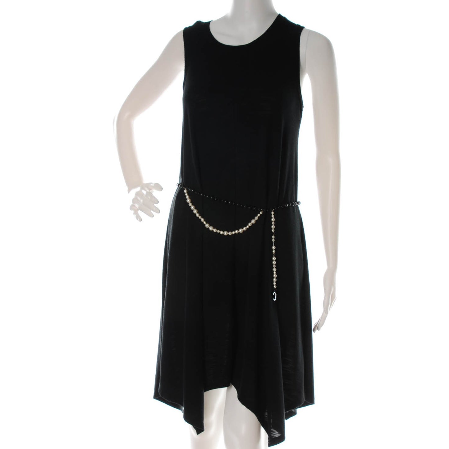Pearl Beaded CC Double Strand Belt Black White