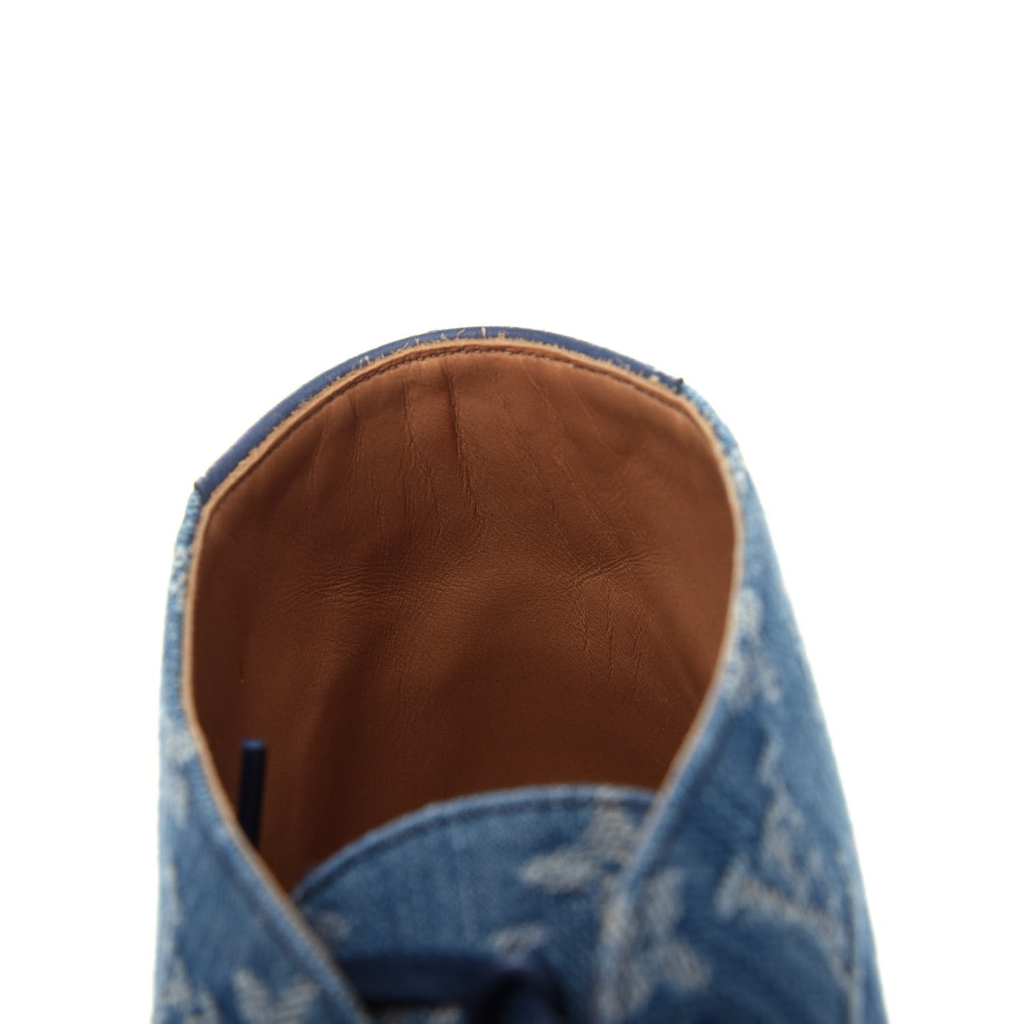 Monogram Denim Mens High-Derby Boots 7 Blue