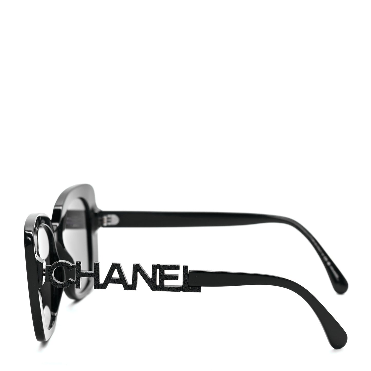 Acetate Strass Polarized Square Sunglasses 5422-B Black