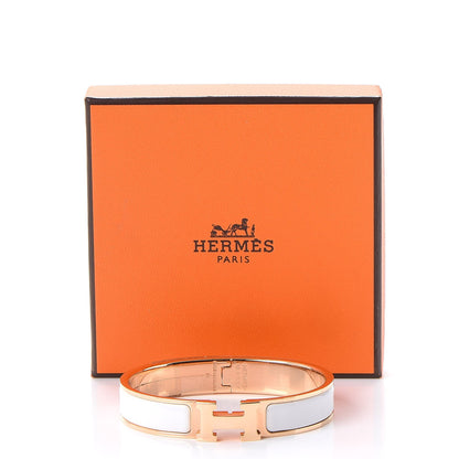 Hermes Enamel Narrow Clic Clac H Bracelet GM White 5 of 5