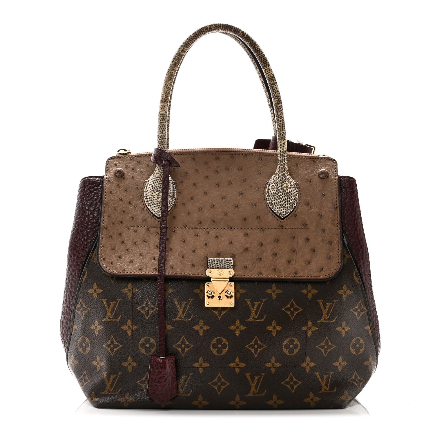 Louis Vuitton Ostrich Lizard Majestueux Tote MM Bordeaux 1 of 9