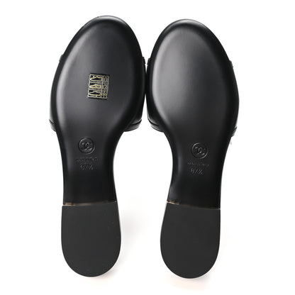 Chanel Lambskin Grosgrain CC Bow Mules 37.5 Black 6 of 9
