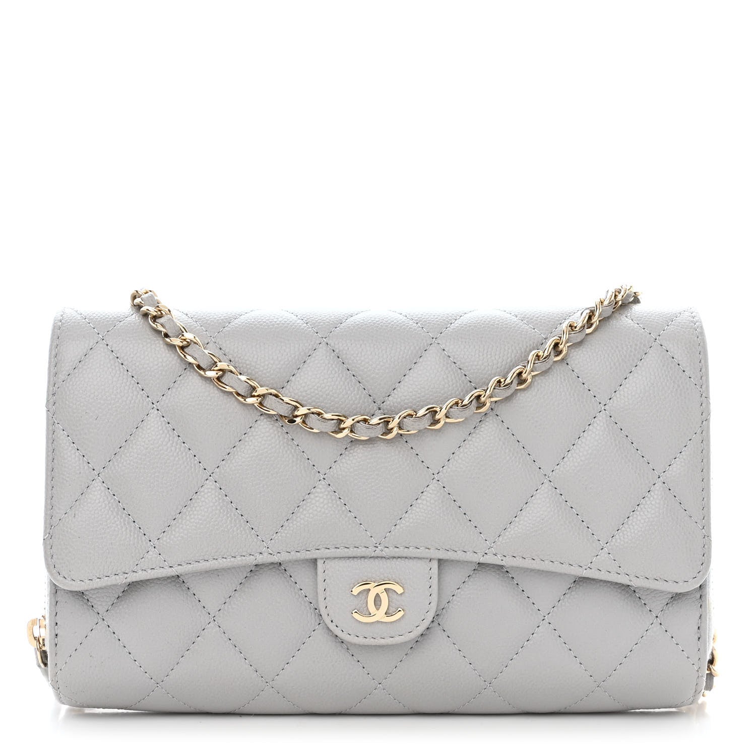 Chanel Caviar Quilted Phone Holder Wallet on Removable Chain Grey 3 of 16