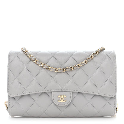 Chanel Caviar Quilted Phone Holder Wallet on Removable Chain Grey 3 of 16