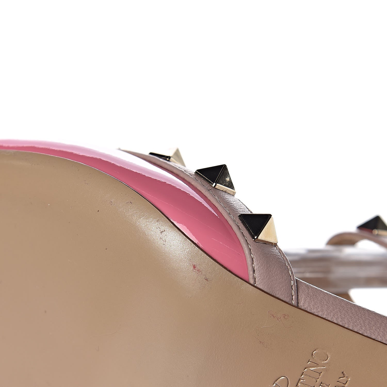 Valentino Garavani Patent Rockstud Ankle Strap Low Heel Pumps 36 Pink Poudre 9 of 10