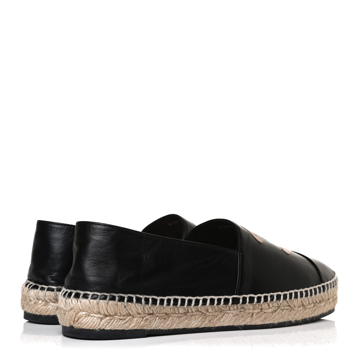 Chanel Lambskin Shiny Calfskin CC Espadrilles 40 Black Beige 4 of 13
