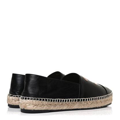 Chanel Lambskin Shiny Calfskin CC Espadrilles 40 Black Beige 4 of 13