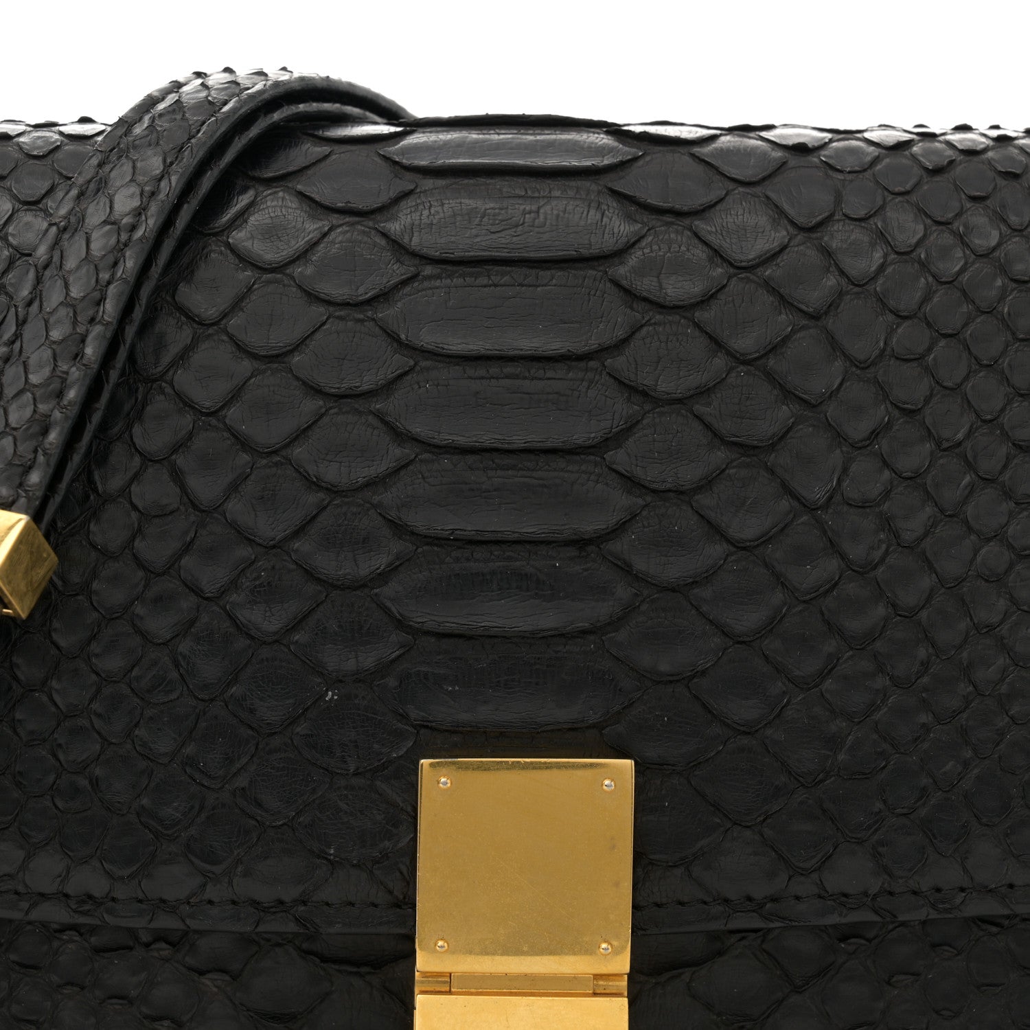 Celine Snakeskin Medium Classic Box Flap Bag Black 7 of 13