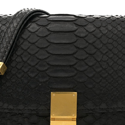 Celine Snakeskin Medium Classic Box Flap Bag Black 13 of 21