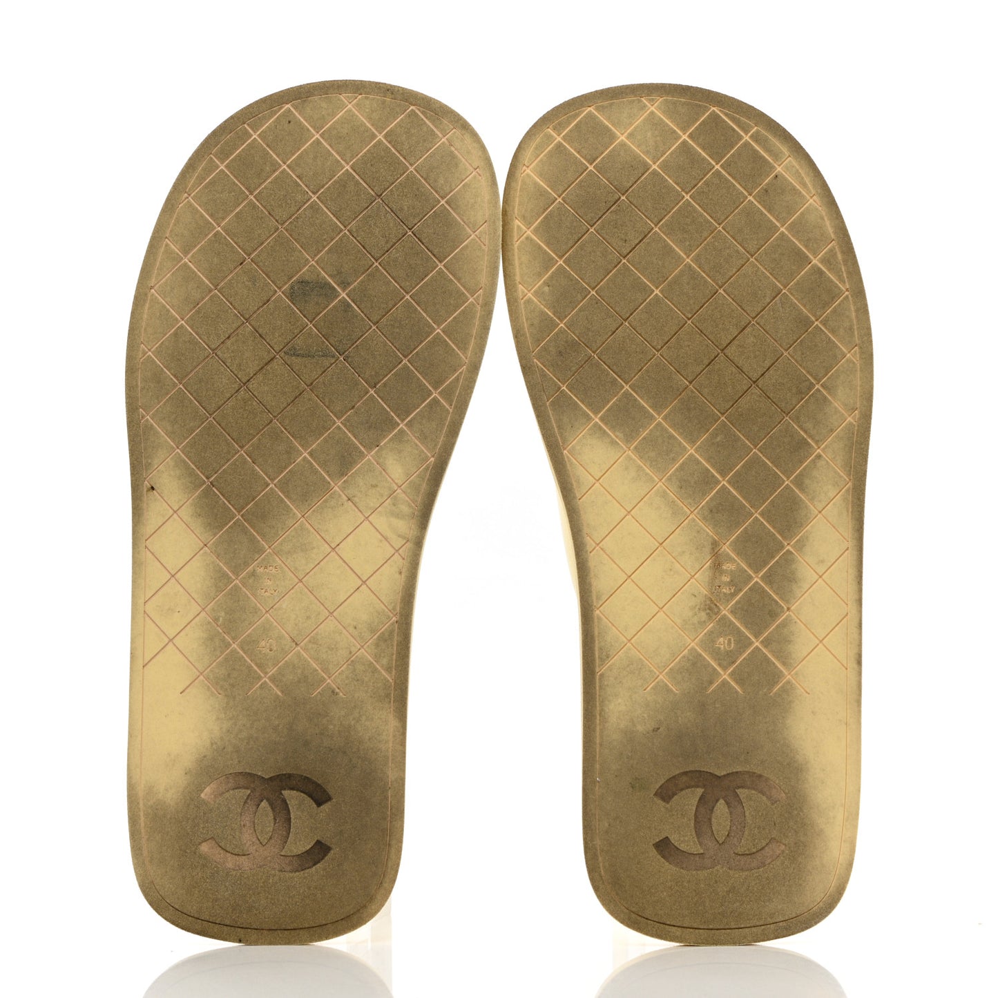 Lambskin CC Thong Sandals 40 Yellow