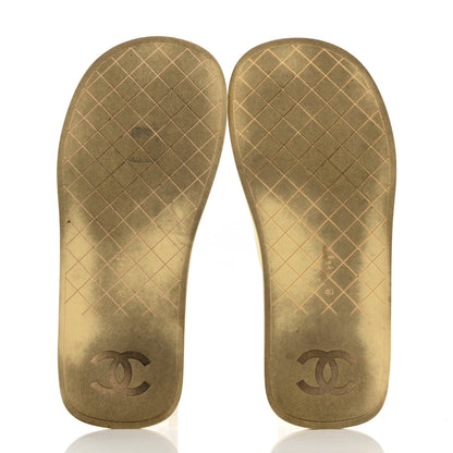 Chanel Lambskin CC Thong Sandals 40 Yellow 5 of 17