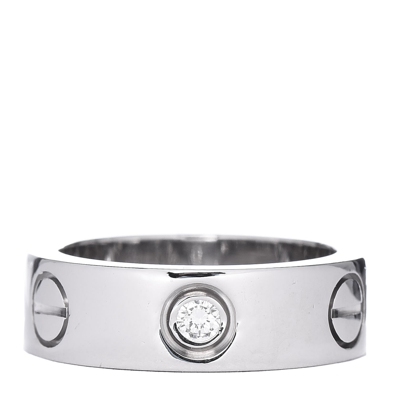 Cartier 18K White Gold 3 Diamond 5.5mm LOVE Ring 47 4.25 1 of 6