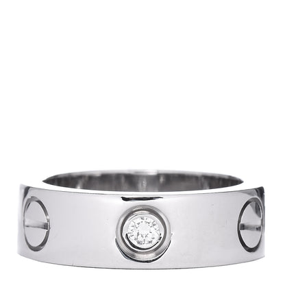 Cartier 18K White Gold 3 Diamond 5.5mm LOVE Ring 47 4.25 1 of 6