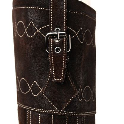 Louis Vuitton Suede Cowboy Knee High Tall Boots 36.5 Brown 17 of 19