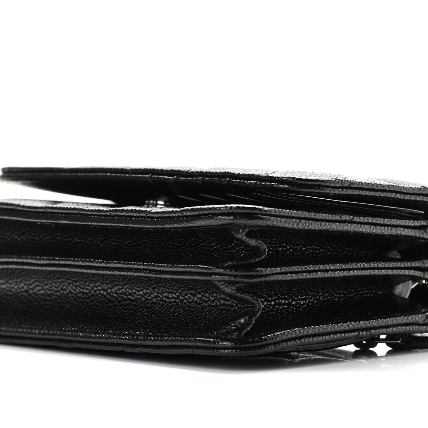 Caviar Quilted Mini Wallet On Chain WOC Black