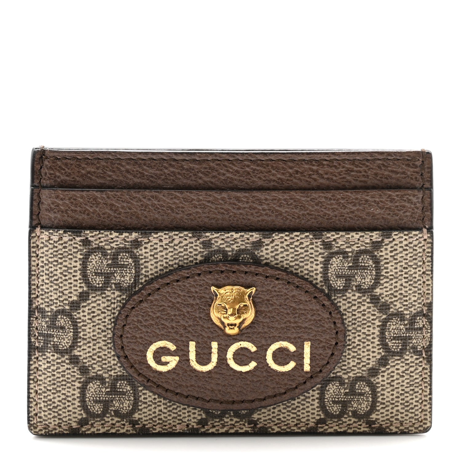 Gucci GG Supreme Monogram Neo Vintage Card Holder Beige Crop New