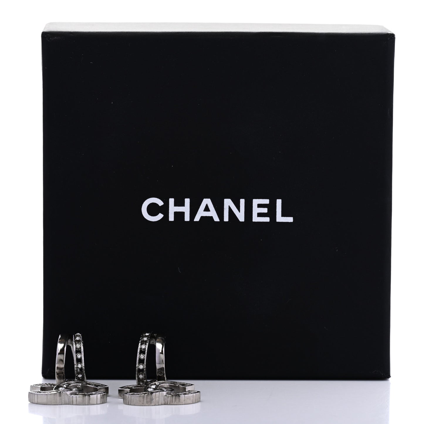 Crystal CC Drop Earrings Silver