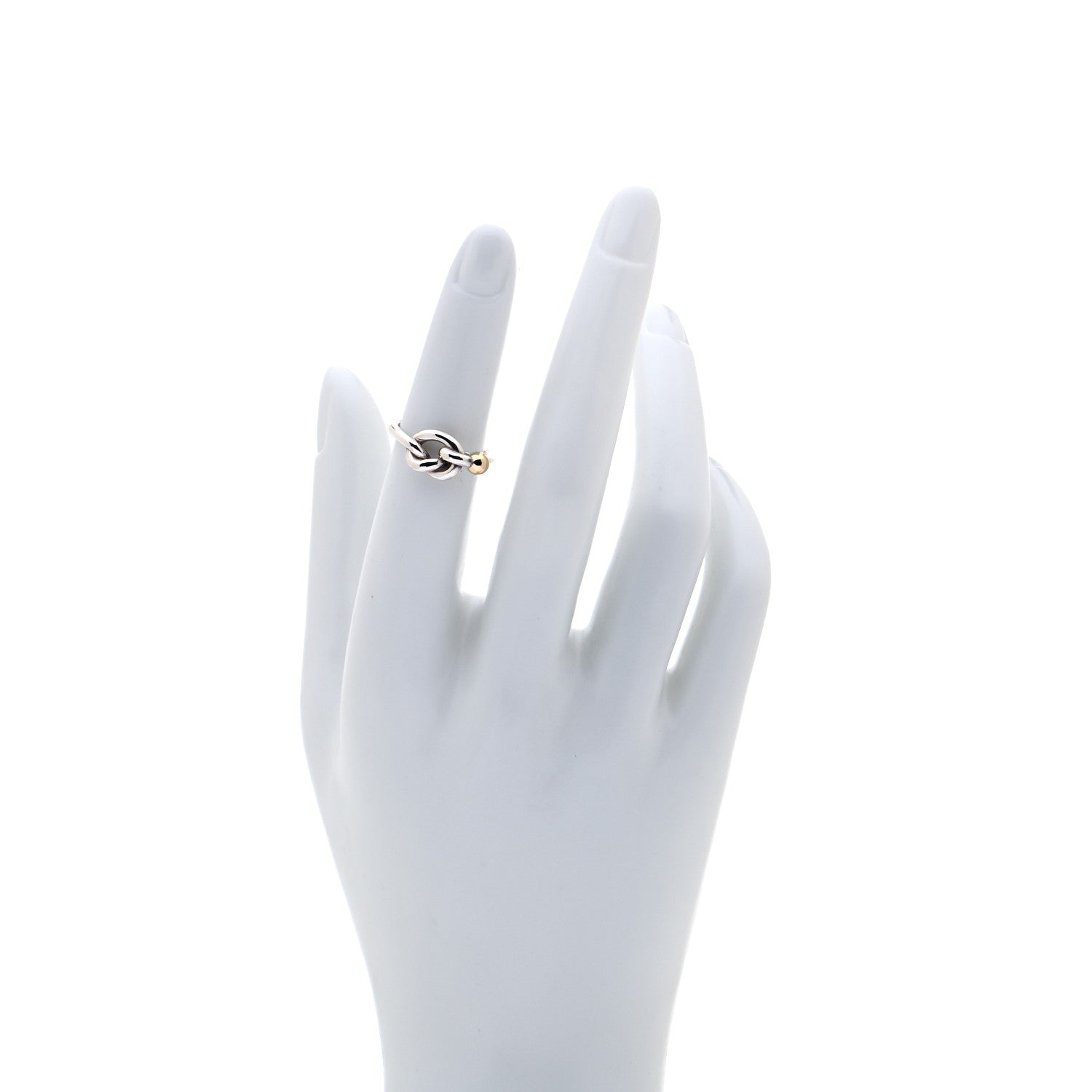 Tiffany Sterling Silver 18K Yellow Gold Love Knot Ring 48 4.5 2 of 6