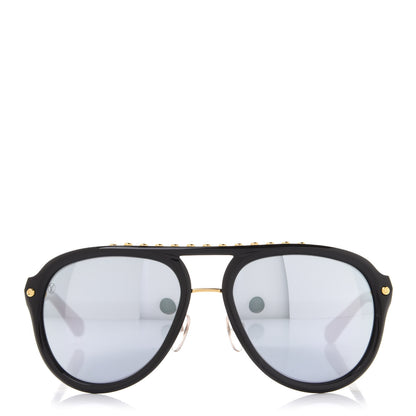 Louis Vuitton Acetate Aviator Serpico Studded Sunglasses Z2357E Black 2 of 8