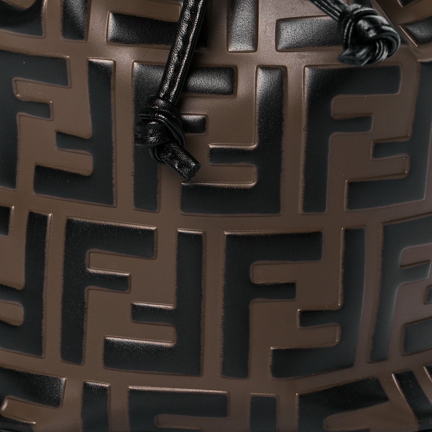 Vitello Liberty F is Fendi Bi-Color FF 1974 Embossed Mini Mon Tresor Bucket Bag Maya Black
