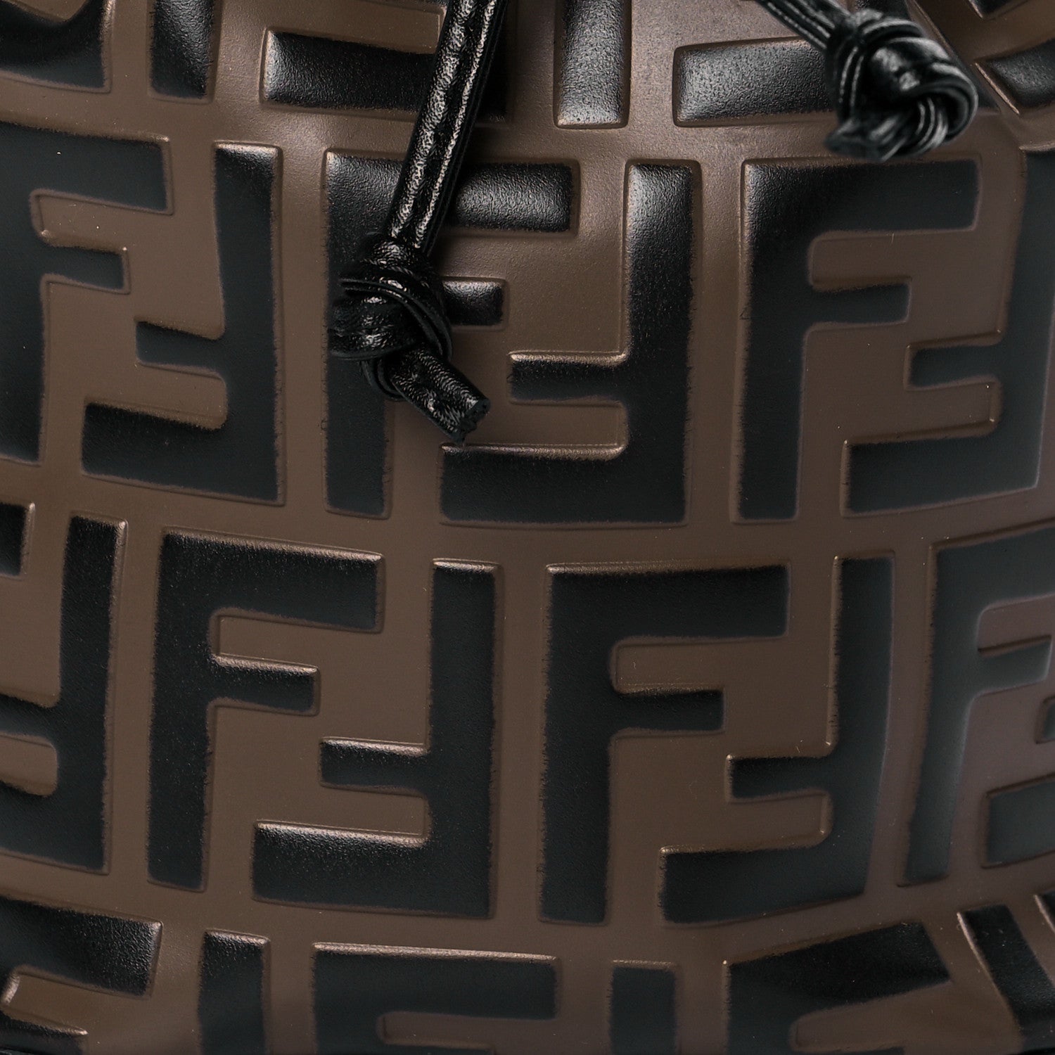 Fendi Vitello Liberty F is Fendi Bi-Color FF 1974 Embossed Mini Mon Tresor Bucket Bag Maya Black 9 of 11