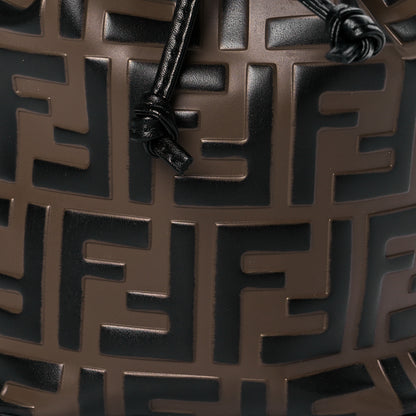 Fendi Vitello Liberty F is Fendi Bi-Color FF 1974 Embossed Mini Mon Tresor Bucket Bag Maya Black 9 of 11