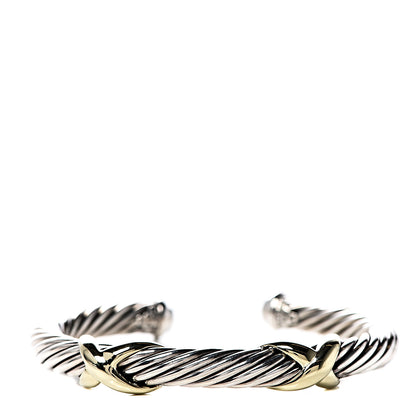 David Yurman Sterling Silver 14K Yellow Gold 7mm Double X Cable Bracelet 1 of 4