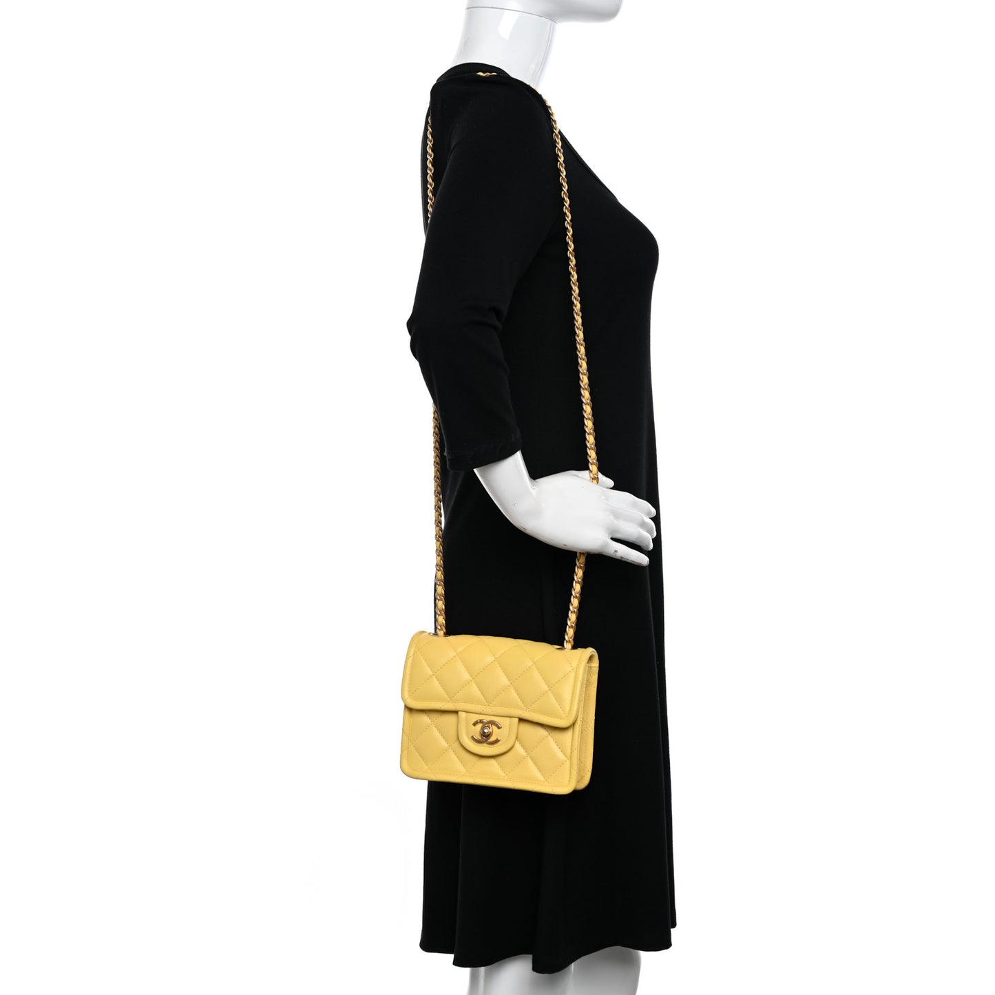 Caviar Quilted Mini Sweet Classic Flap Yellow