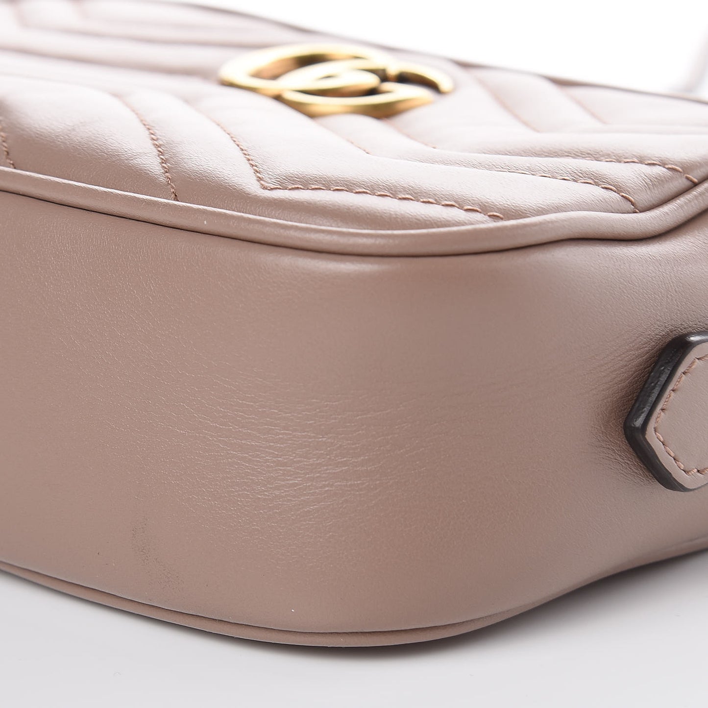 Calfskin Matelasse Mini GG Marmont Chain Shoulder Bag Nude