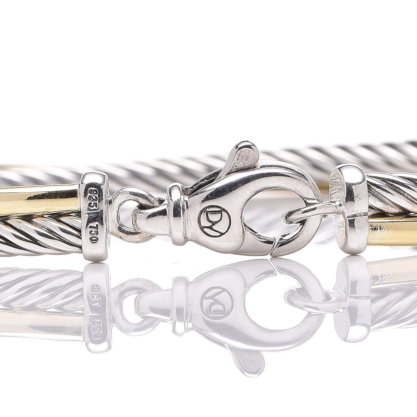 Sterling Silver 18K Yellow Gold 3mm Crossover Bracelet