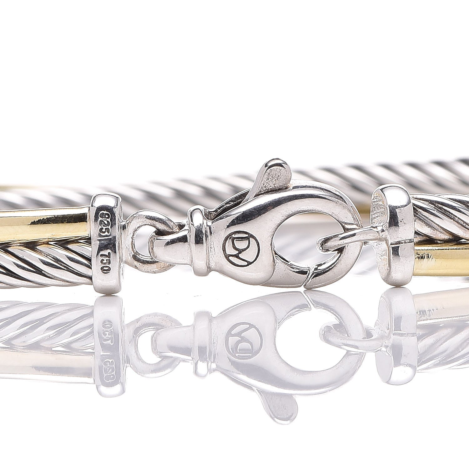 David Yurman Sterling Silver 18K Yellow Gold 3mm Crossover Bracelet 6 of 6