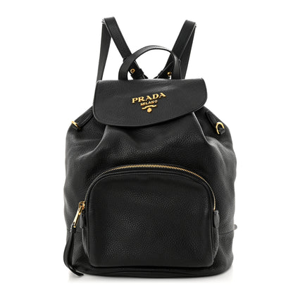 Prada Vitello Daino Backpack Black 1 of 10